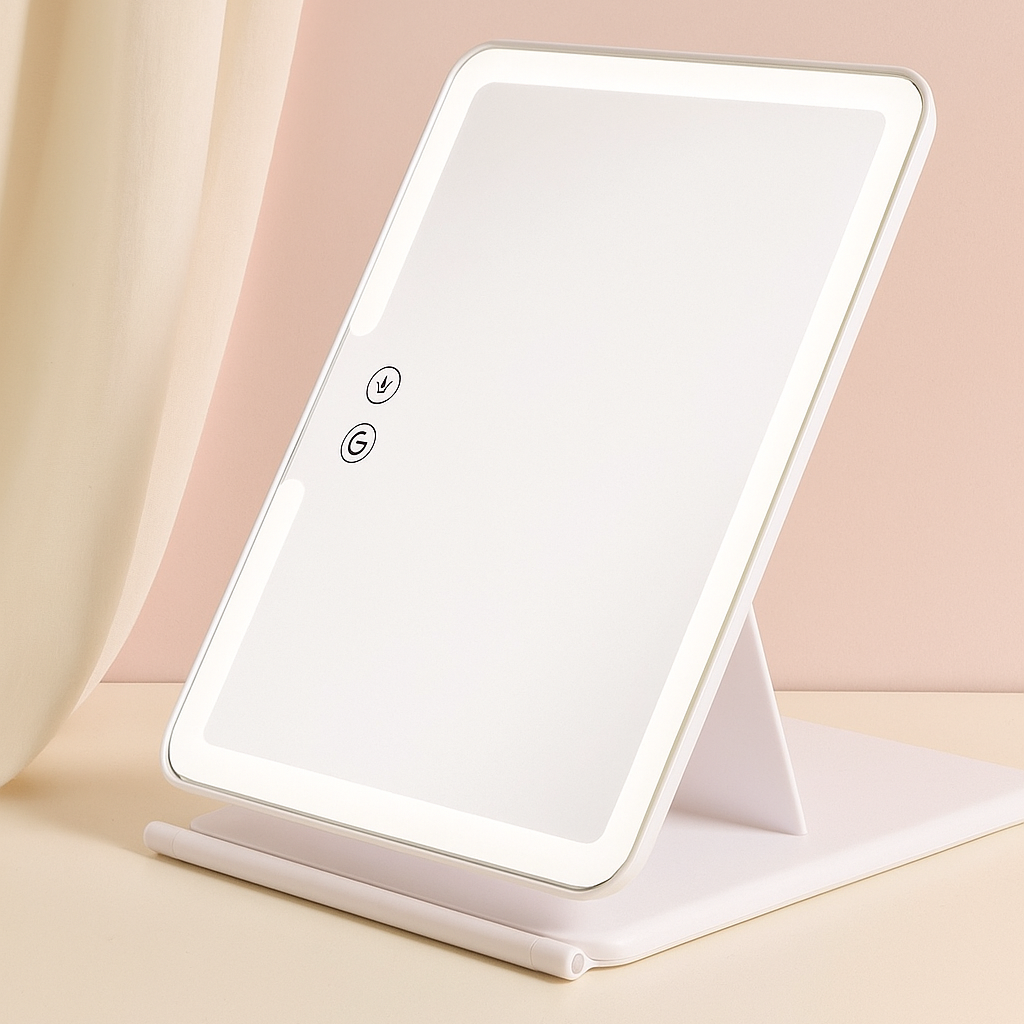 Portable cosmetic make up mirror led light