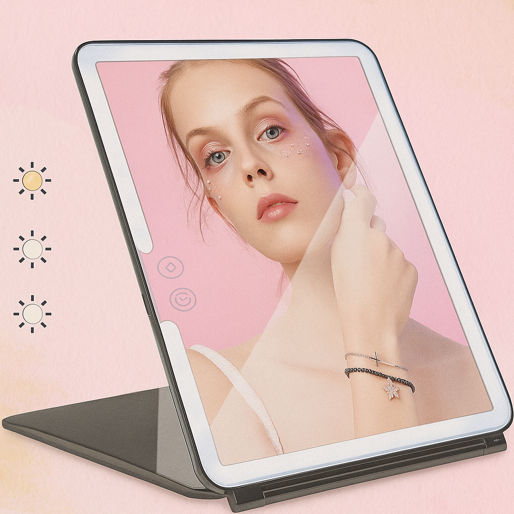 Portable cosmetic make up mirror led light